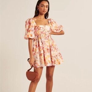 Abercrombie & Fitch Emerson Poplin Puff Sleeve Mini Dress